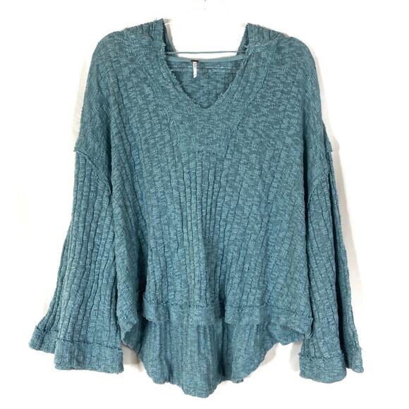 Free People Sweaters - Free People | Baja Babe Hacci Blue Bell Sleeve Sweater S